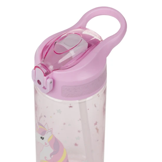 Tritan-Trinkflasche mit Strohhalm Regenbogen Einhorn 500 ml