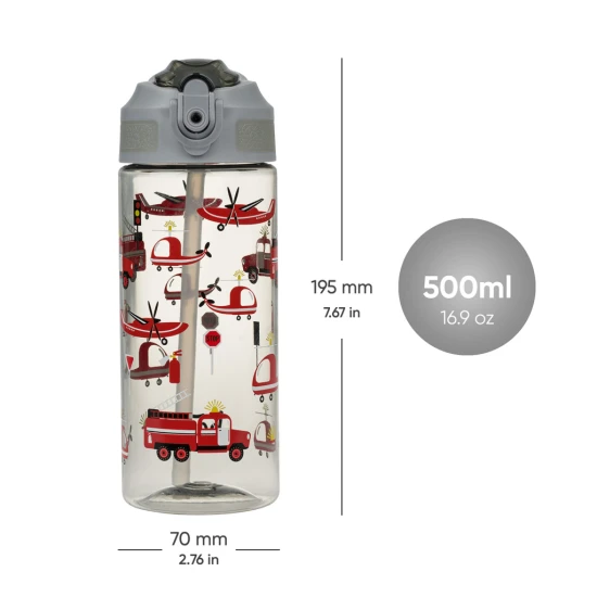 Tritan-Trinkflasche mit Strohhalm Lebensretter 500 ml