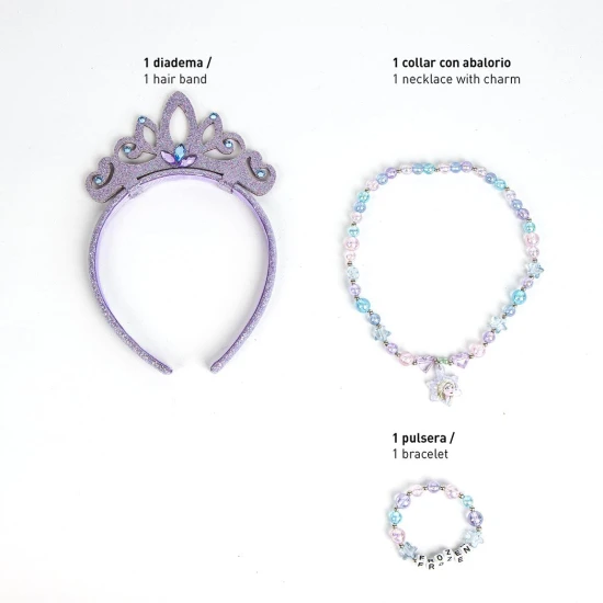 Frozen Accessoire-Set – farbenfrohes Schmuckset für Kinder mit Haarreif, Halskette und Armband im verspielten Design.