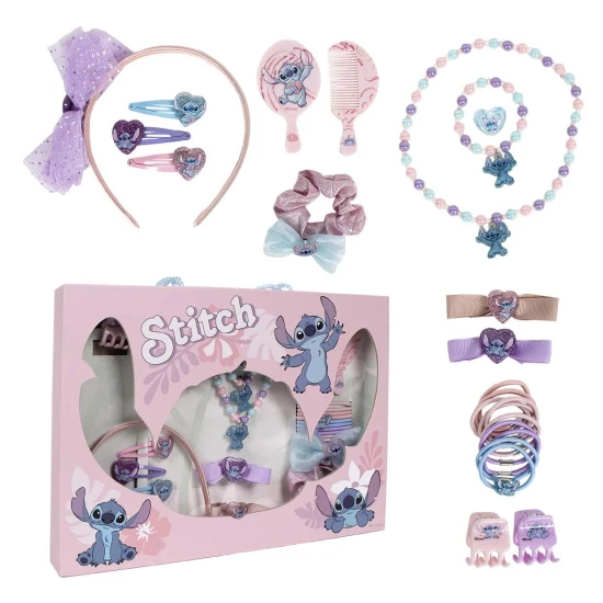 Stitch – buntes Set aus Haarschmuck, Armband, Kette und Ring für Kinder