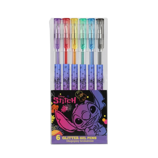 Gelstifte Stitch Black 6 Stück mit Glitter – bunte und effektvolle Glanzstifte für Kinder