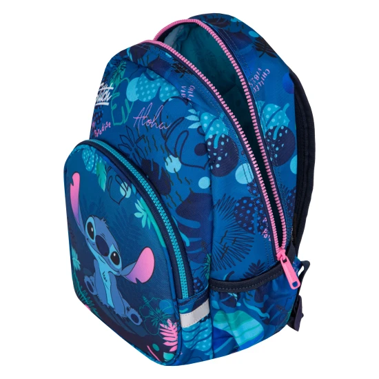 Blauer Kinderrucksack von Toby Stitch mit verstellbaren Schultergurten und Sicherheitspfeife.