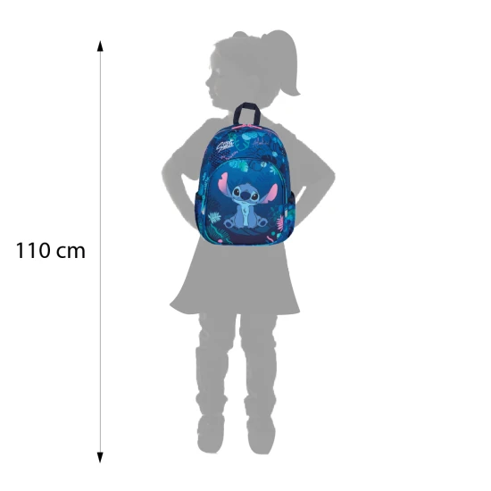 Blauer Kinderrucksack von Toby Stitch mit verstellbaren Schultergurten und Sicherheitspfeife.