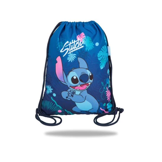 Stitch Blaue Sporttasche mit Stitch-Illustration, Pastellfarben und doppeltem Kordelzug zum Tragen