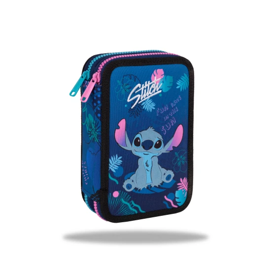 Doppelstöckiges Federmäppchen mit Ausstattung - Stitch Blue für Schulkinder