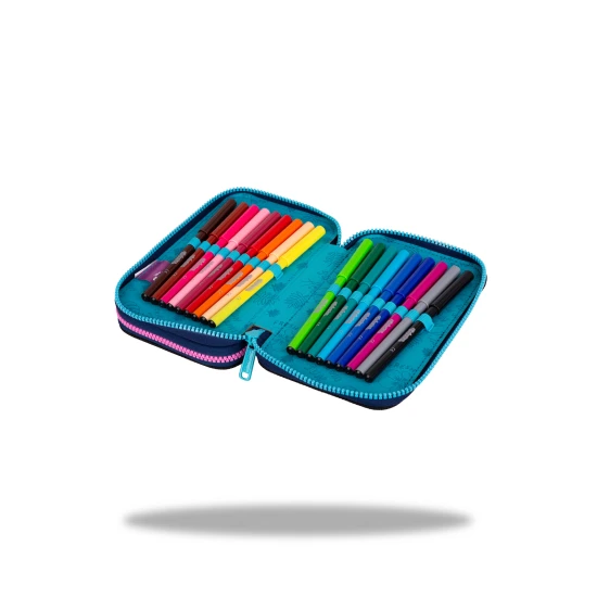 Doppelstöckiges Federmäppchen mit Ausstattung - Stitch Blue für Schulkinder