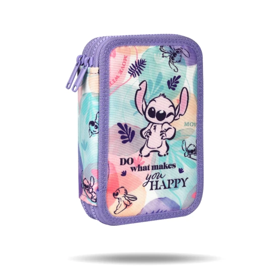 Zweistöckiges Federmäppchen mit Ausstattung - Stitch Pastel für Schulkinder