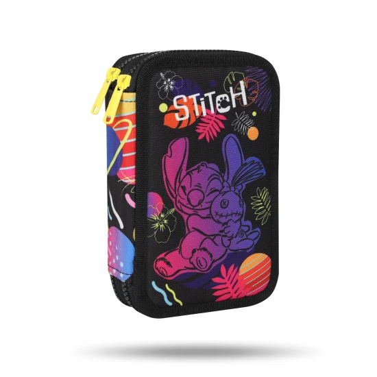Zweistöckiges Federmäppchen mit Ausstattung - Stitch Black für Schulkinder