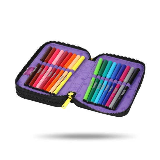 Zweistöckiges Federmäppchen mit Ausstattung - Stitch Black für Schulkinder