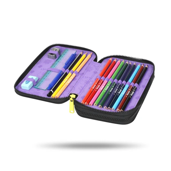 Zweistöckiges Federmäppchen mit Ausstattung - Stitch Black für Schulkinder