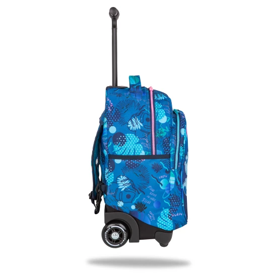 Schulranzen Jack on Wheels Stitch Blue mit zwei geräumigen Fächern und reflektierenden Elementen für die Kindersicherheit.