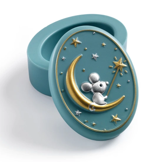 Bambusdose für Milchzähne in Pastellfarben mit Mausbiss und Silikondichtung