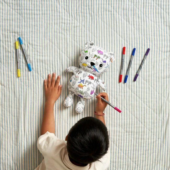 Kreativer Artie der Teddybär Dino zum Ausmalen mit abwaschbaren Stiften