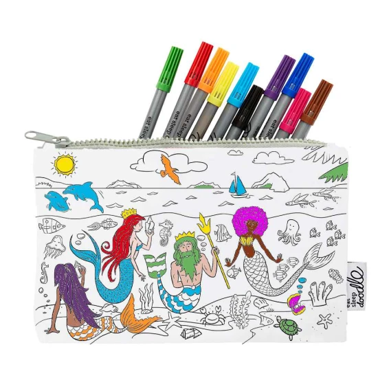 Meerjungfrau-Federmäppchen zum Ausmalen mit Markern von eatsleepdoodle