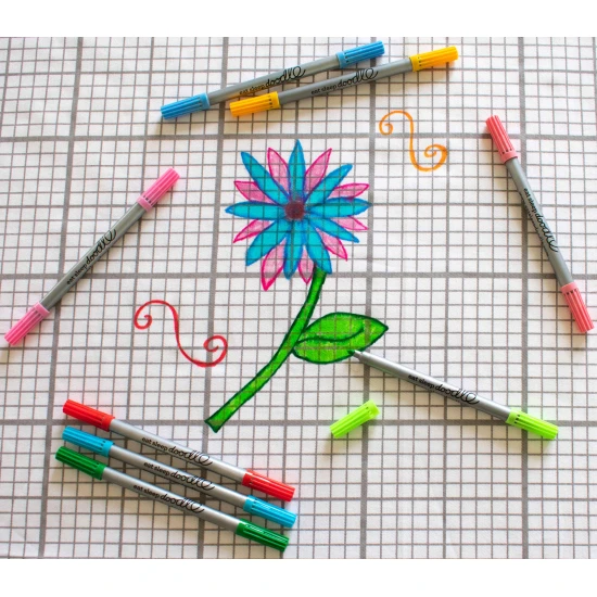 Abwaschbare Marker mit zwei Spitzen – sanfte Pastelltöne