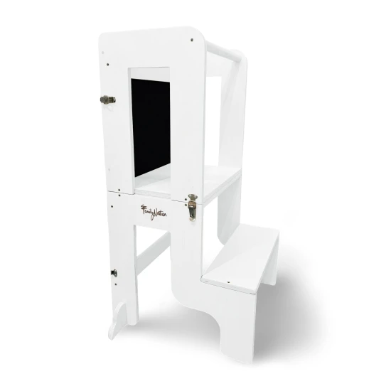 Montessori Lernturm 3 in 1 Weiß mit Magnettafel – Family Nation FN-MONT-TORMAG-WH