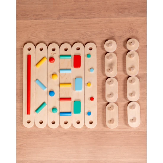 Montessori Sensorischer Balanceparcours aus Holz 14 Teile Montessori Sensorischer Balanceparcours aus Holz 14 Teile – Family Nation FN-MONT-BAL-1