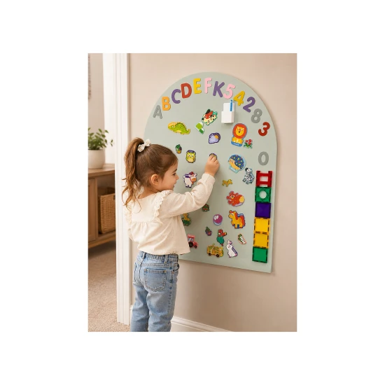 MagneKids Magnetische Wandtafel Bogen Salbeigrün 95 x 60 cm MagneKids Magnetische Wandtafel Bogen Salbeigrün 95 x 60 cm – Family Nation FN-MONT-MKIDS-A90-SAGE