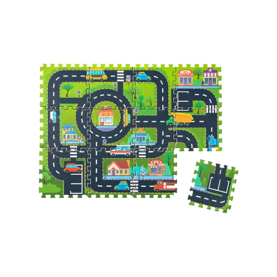 Montessori Puzzlematte City 12 Teile – Family Nation FN-MONT-TAPP-30X12-ROAD