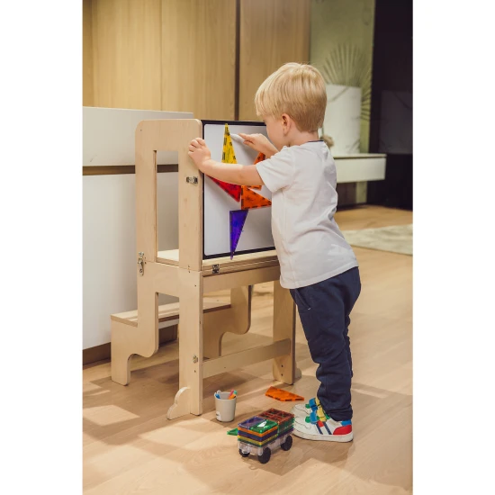 Montessori Lernturm 3 in 1 Natur mit Magnettafel Montessori Lernturm 3 in 1 Natur mit Magnettafel – Family Nation FN-MONT-TORMAG-NA