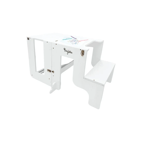 Montessori Lernturm 3 in 1 Weiß mit Magnettafel – Family Nation FN-MONT-TORMAG-WH