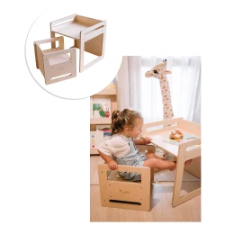 Montessori Tisch und Stuhl Set Natur aus Birkenholz Montessori Tisch und Stuhl Set Natur aus Birkenholz