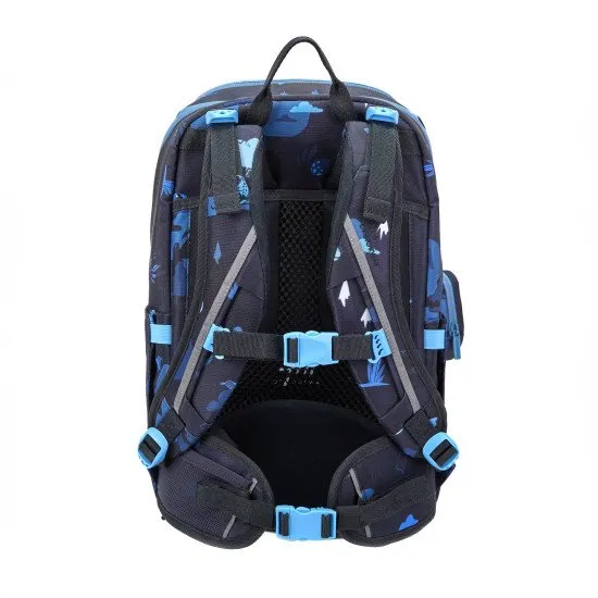 Der leichte Schulranzen „Dinosaurier Dunkelblau“ passt perfekt auf den Rücken eines kleinen Schülers.