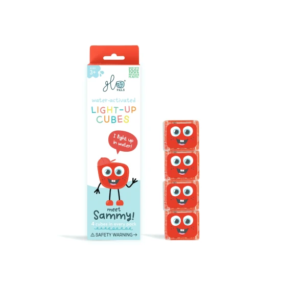 Glo Pals Sensory Glowing Cubes Sammy, leuchtende Würfel für das Bad für Kinder, leuchten im Wasser.