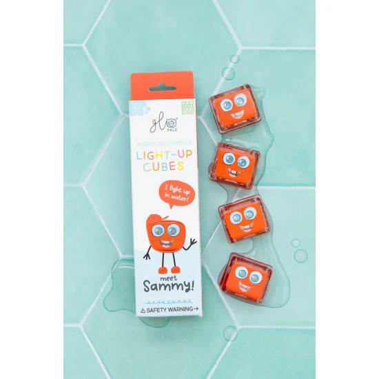 Glo Pals Sensory Glowing Cubes Sammy, leuchtende Würfel für das Bad für Kinder, leuchten im Wasser.