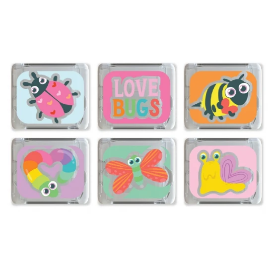 Leuchtende Sinnes-Würfel für Wasser 6er-Pack Love Bugs von Glo Pals – 6 Leuchtwürfel fürs Bad