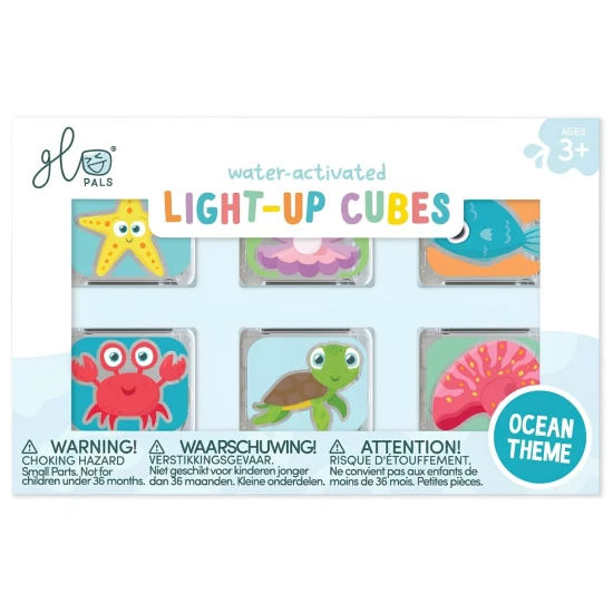 Leuchtende Sinnes-Würfel für Wasser 6er-Pack Ocean von Glo Pals – 6 Leuchtwürfel fürs Bad