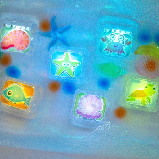 Leuchtende Sinnes-Würfel für Wasser 6er-Pack Ocean von Glo Pals – 6 Leuchtwürfel fürs Bad