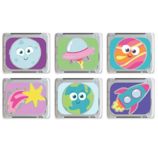 Leuchtende Sinnes-Würfel für Wasser 6er-Pack Space von Glo Pals – 6 Leuchtwürfel fürs Bad