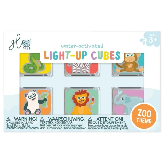Glo Pals Sensorische leuchtende Würfel ZOO Leuchtende Würfel für die Badewanne für Kinder, die im Wasser leuchten.