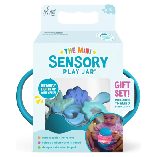 Geschenkset Mini-Flasche Blue von Glo Pals – Leuchtfläschchen mit 5 Silikonformen