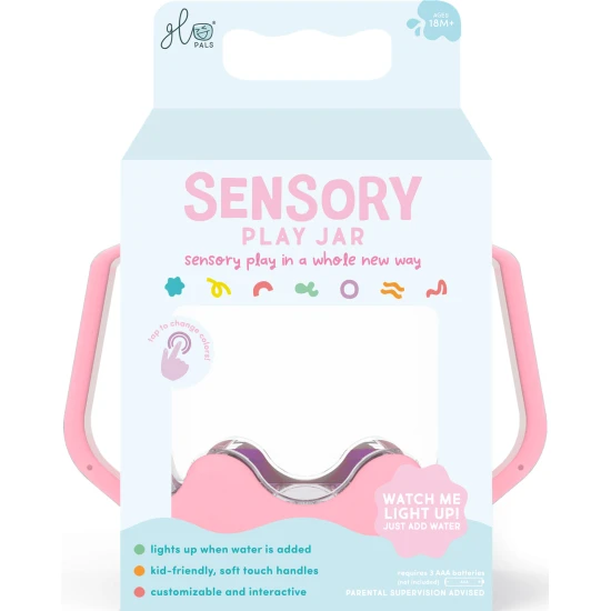 Glo Pals Sensory Bottle Bubble Gum: ein leuchtendes Spielzeug für Kinder mit rosa Design.