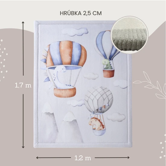 Kinderteppich Dinosaurier-Ballons für sicheres und komfortables Spielen.