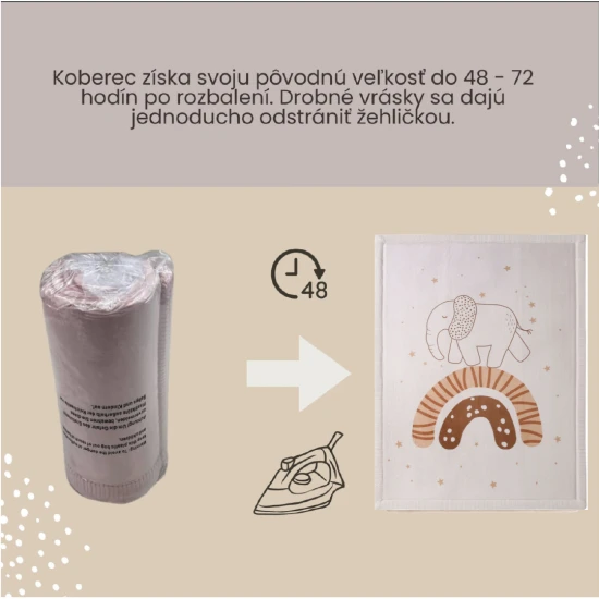 Kinderteppich Regenbogenelefant für sicheres und komfortables Spielen.