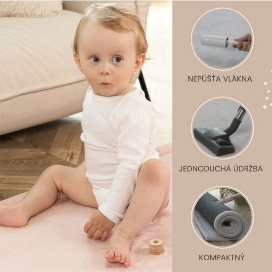 Kinderteppich in Rosa für sicheres und bequemes Spielen.