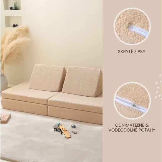 Modulares Kindersofa Hakuna Matte Teddy in der Farbe Beige – weiche, sichere und vielseitige Spielmöbel für Kinder.
