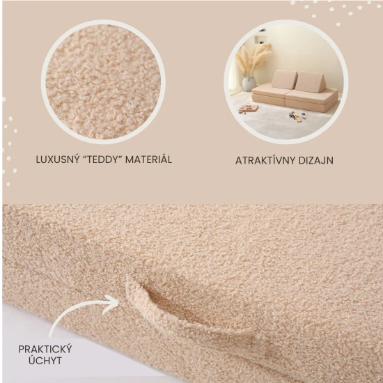 Modulares Kindersofa Hakuna Matte Teddy in der Farbe Beige – weiche, sichere und vielseitige Spielmöbel für Kinder.