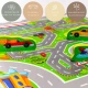 Spielschaum-Puzzlematte mit Straßen, Gebäuden und Autos, 1,2x1,2 m - Kinder-Autobahn aus EVA-Schaum