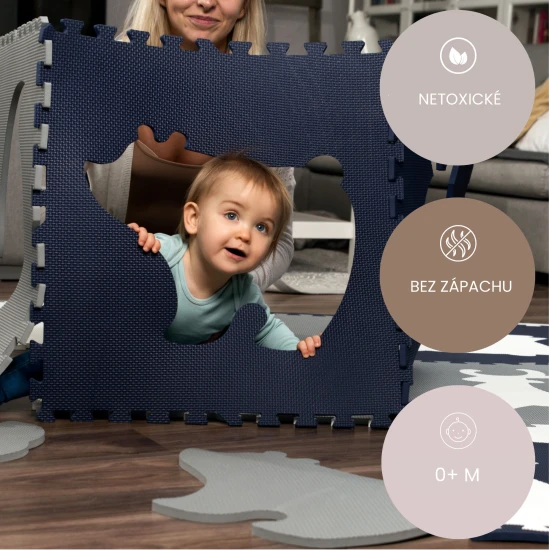 Verspielte und bequeme Puzzlematte zum Spielen und Klettern.