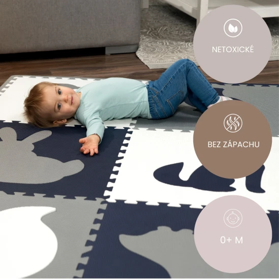 Verspielte und bequeme Puzzlematte zum Spielen und Klettern.