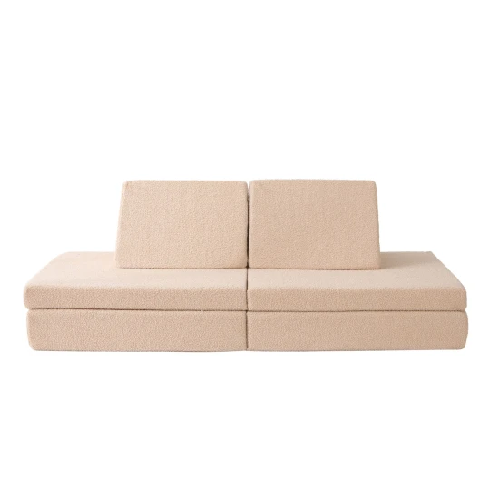 Modulares Kindersofa Hakuna Matte Teddy in der Farbe Beige – weiche, sichere und vielseitige Spielmöbel für Kinder.