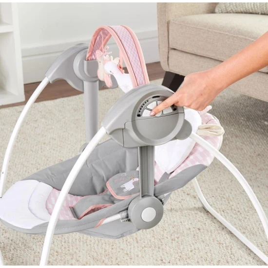 Schaukel mit Melodie Flora the Unicorn™ 0M+ bis 9 kg Schaukel mit Melodie Flora the Unicorn™ 0M+ bis 9 kg Ingenuity 12202-3