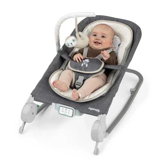 Vibrierende Massagewippe mit Melodie Happy Belly™ Rock-to-Bounce Parker™ 0M+ bis 9 kg Vibrierende Massagewippe mit Melodie Happy Belly™ Rock-to-Bounce Parker™ 0M+ bis 9 kg Ingenuity 16853-2