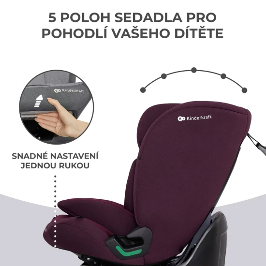 Autositz Oneto3 i-Size 76-150cm + Isofix Cherry pearl Autositz Oneto3 i-Size 76-150cm + Isofix Cherry pearl Kinderkraft KCONE300RED0000