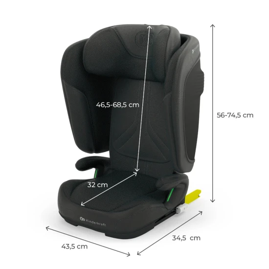 Faltbarer Autositz Unity 2 I-Size (100-150 cm) Black Kinderkraft KCUNIT02BLK0000