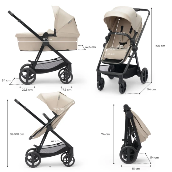 Kombi-Kinderwagen 3in1 Newly Sand beige + Mink PRO Kinderkraft KSNEWL00BEG300I